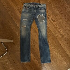 Men's Distressed Diesel Blue Thavar Denim Jeans - 31W 34L Slim Skinny